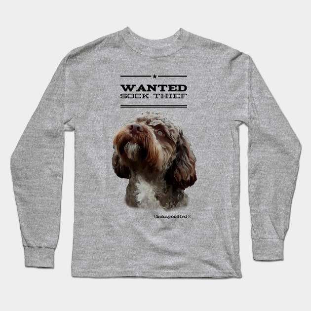 Cockapoo / Doodle Dog Sock Thief Long Sleeve T-Shirt by WoofnDoodle 